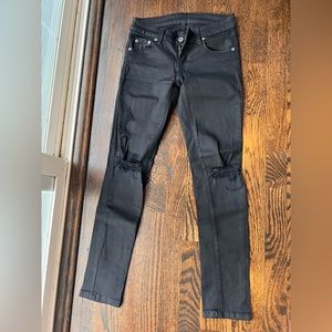 CARMAR black distressed high rise skinny jeans with distressed knees size 25